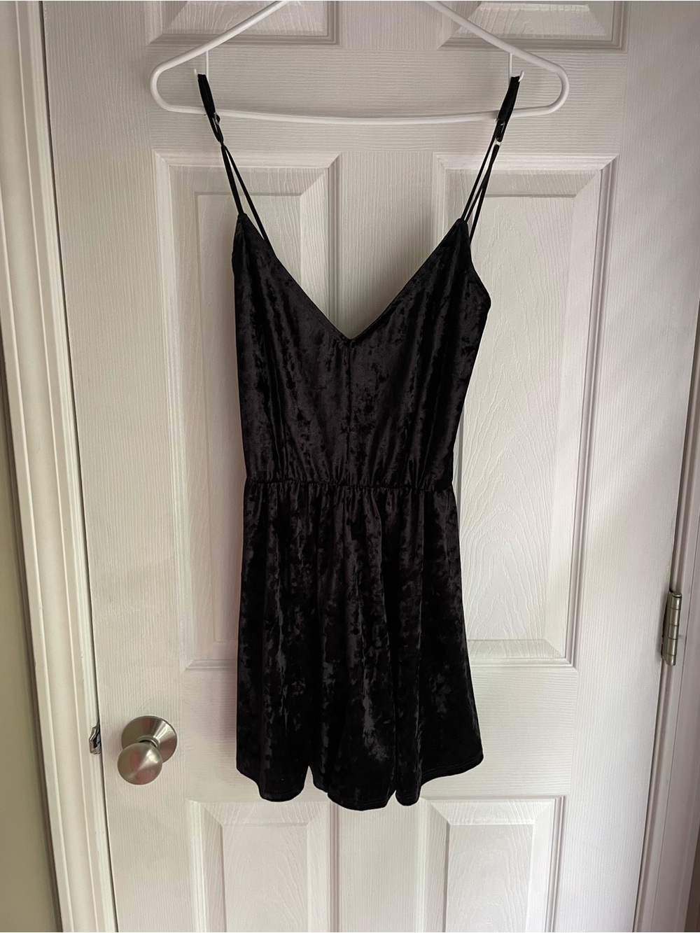 Rue21 Black Velvet Spaghetti Strap Romper